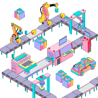 工厂将原材料加工成产品