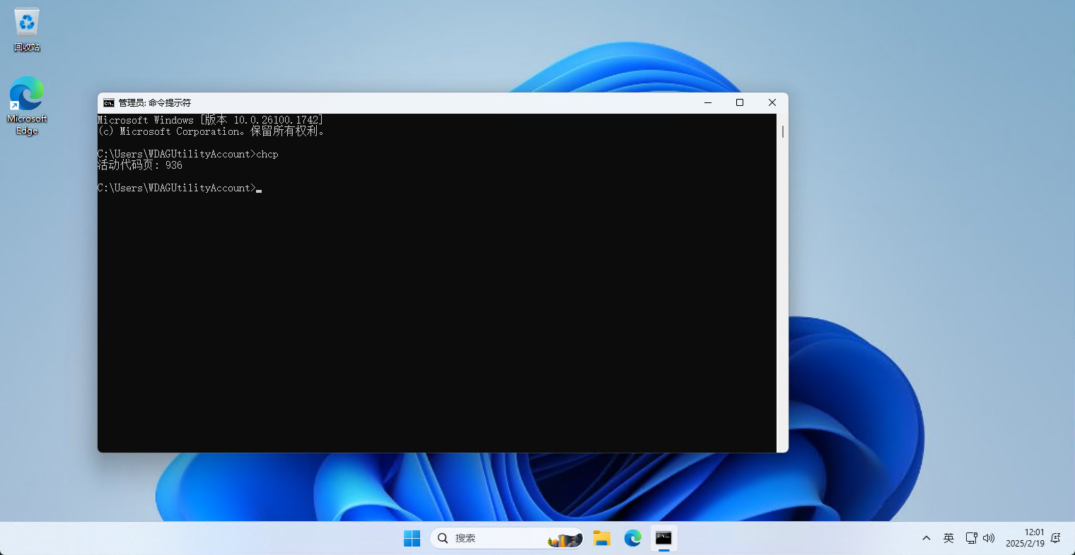 Windows 11 操作系统(简体中文)默认控制台编码